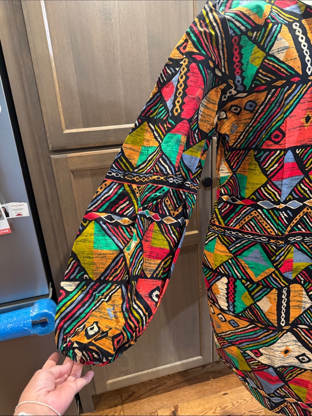 MAE OTTI-AFRICAN PRINT puffed long sleeve DRESS - Picture 6 of 16